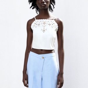 Zara embroidered cropped camisole